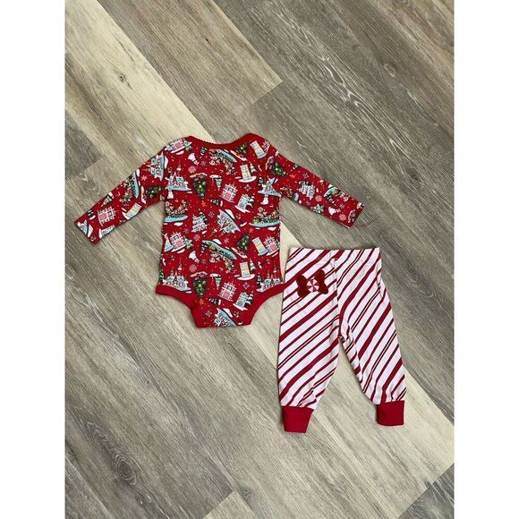 Disney Parks Christmas Baby Outfit Set Minnie Mouse Bow Bodysuit Pants 6 Months - Picture 6 of 8